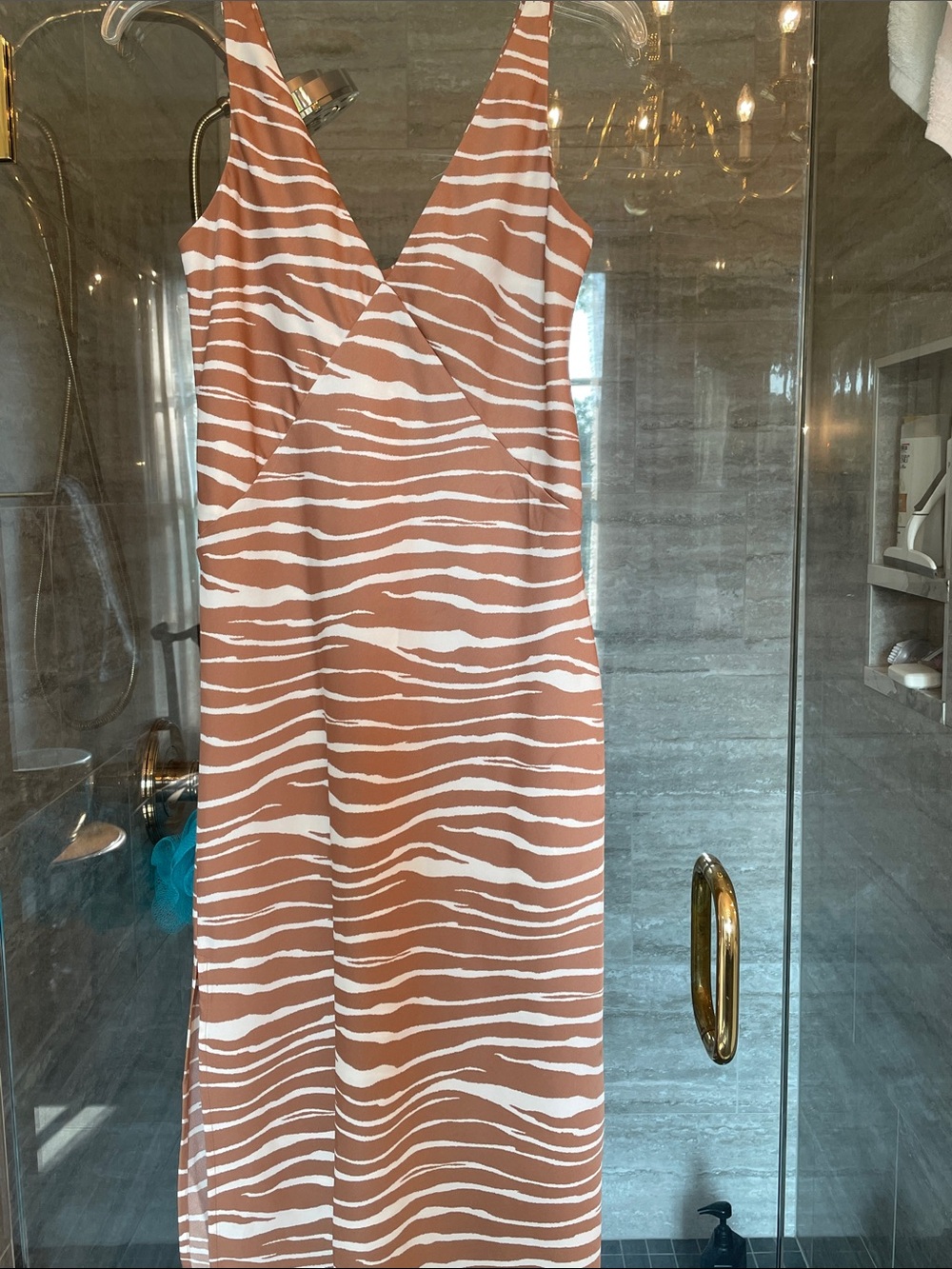 Silky v neck zebra dress